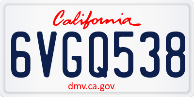 CA license plate 6VGQ538