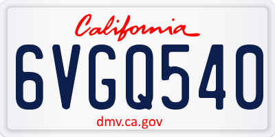 CA license plate 6VGQ540