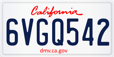 CA license plate 6VGQ542