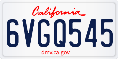 CA license plate 6VGQ545