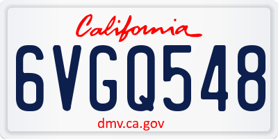 CA license plate 6VGQ548