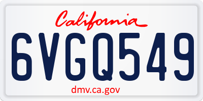 CA license plate 6VGQ549