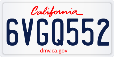 CA license plate 6VGQ552