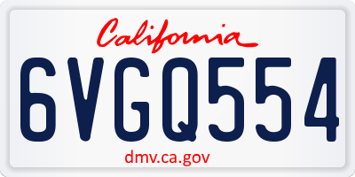 CA license plate 6VGQ554