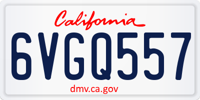 CA license plate 6VGQ557
