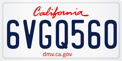 CA license plate 6VGQ560