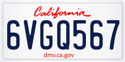 CA license plate 6VGQ567