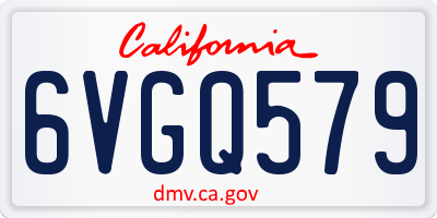 CA license plate 6VGQ579