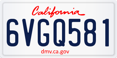 CA license plate 6VGQ581