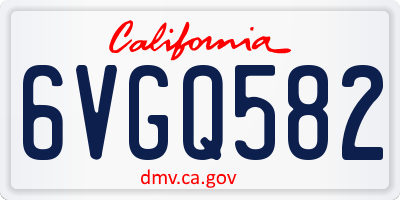 CA license plate 6VGQ582