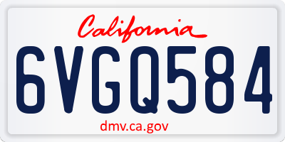 CA license plate 6VGQ584