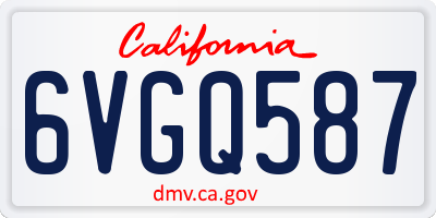 CA license plate 6VGQ587