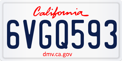 CA license plate 6VGQ593