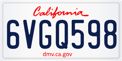 CA license plate 6VGQ598