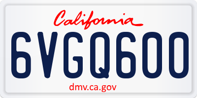 CA license plate 6VGQ600