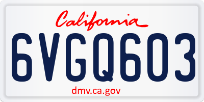 CA license plate 6VGQ603