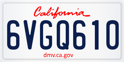 CA license plate 6VGQ610