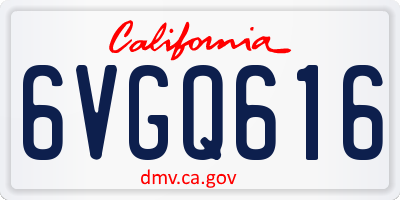 CA license plate 6VGQ616