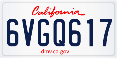 CA license plate 6VGQ617