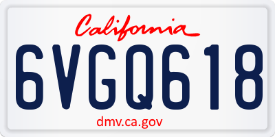CA license plate 6VGQ618