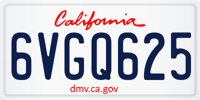 CA license plate 6VGQ625