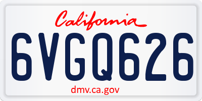 CA license plate 6VGQ626