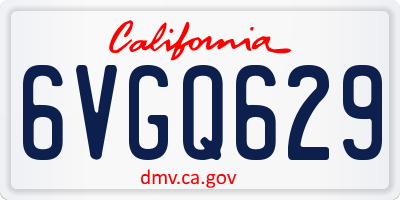 CA license plate 6VGQ629