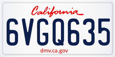 CA license plate 6VGQ635