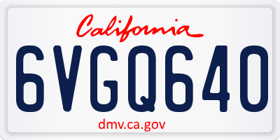 CA license plate 6VGQ640