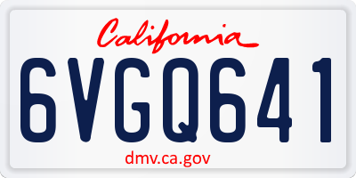 CA license plate 6VGQ641