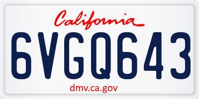 CA license plate 6VGQ643