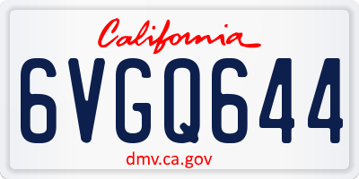 CA license plate 6VGQ644