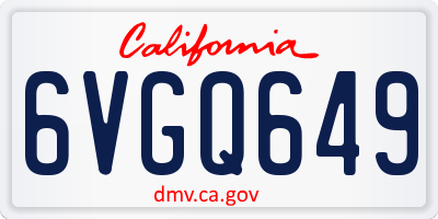 CA license plate 6VGQ649