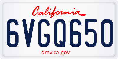 CA license plate 6VGQ650