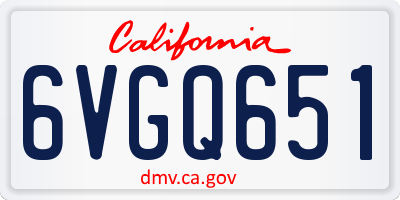 CA license plate 6VGQ651