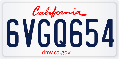 CA license plate 6VGQ654