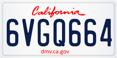 CA license plate 6VGQ664
