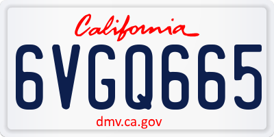 CA license plate 6VGQ665