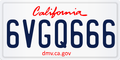 CA license plate 6VGQ666