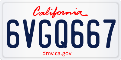 CA license plate 6VGQ667