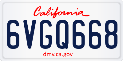 CA license plate 6VGQ668