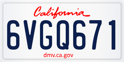 CA license plate 6VGQ671