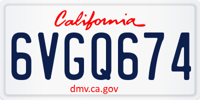 CA license plate 6VGQ674