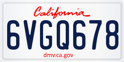CA license plate 6VGQ678