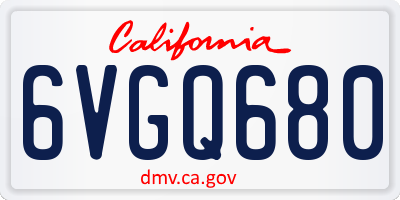 CA license plate 6VGQ680