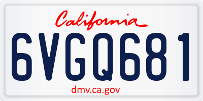 CA license plate 6VGQ681