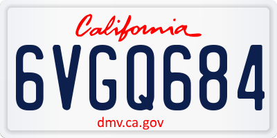 CA license plate 6VGQ684