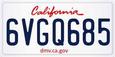CA license plate 6VGQ685
