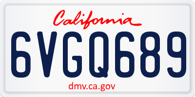 CA license plate 6VGQ689
