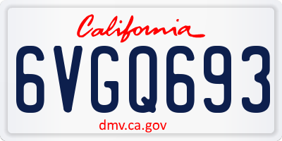 CA license plate 6VGQ693